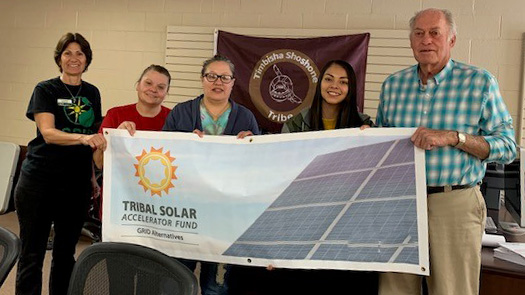 Timbisha Shoshone leaders with Tribal Solar banner