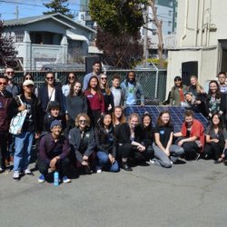 Environmental and social justice fellows from around the Bay Area pose with UC Berkeley students at Fellowship Summit in Oakland, California.