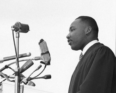 Dr. Martin Luther King, Jr. delivers his "Give Us the Ballot" speech in 1957.