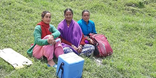 Three Nepali women, health care workers in Jumla