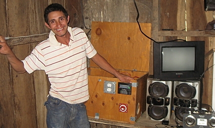 Jose Ariel with solar electrical system