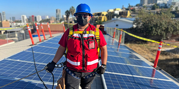Portrait of a crew member on the roof of the YMCA Tijuana