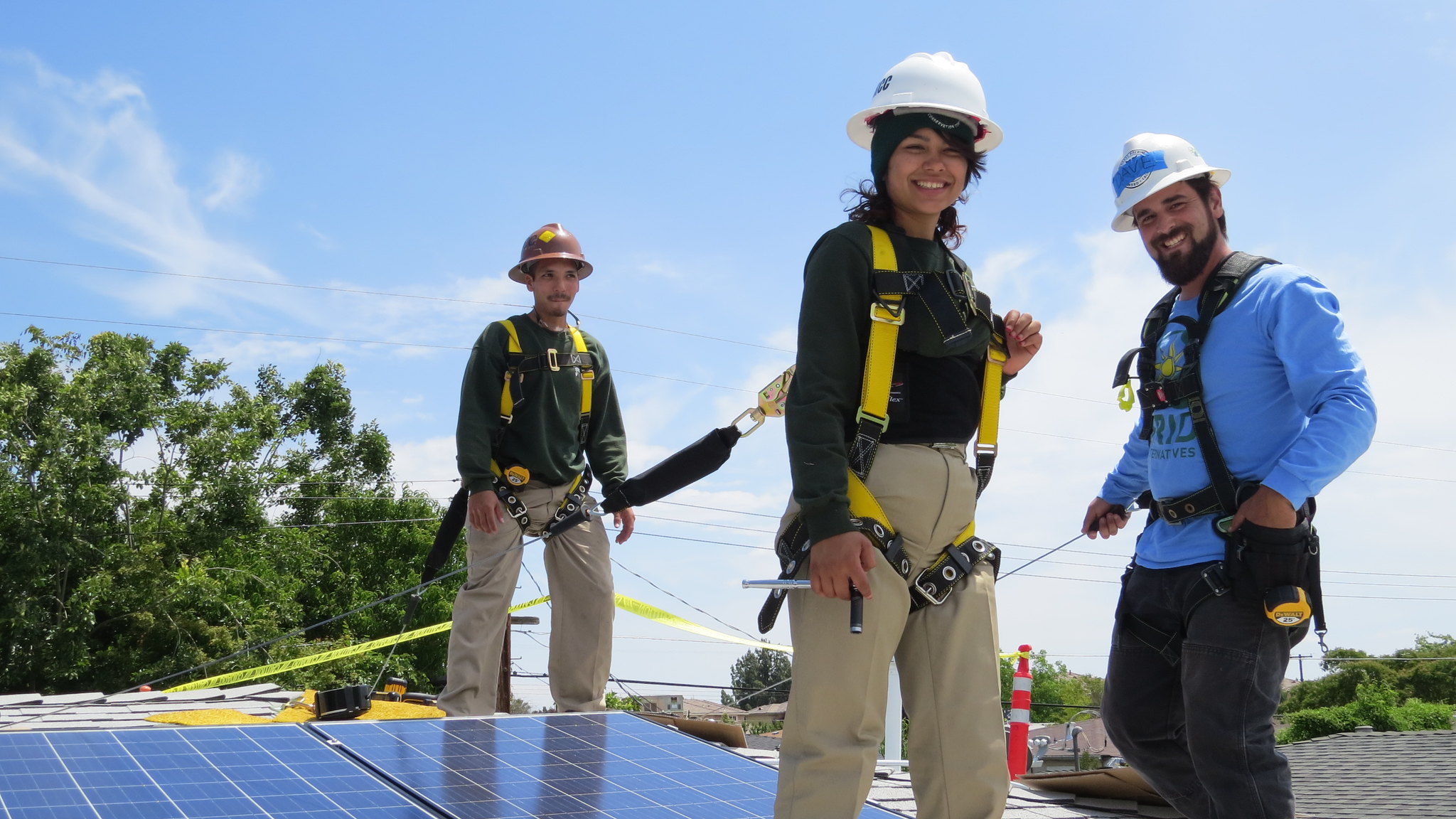 Trainees harnessed and ready to go