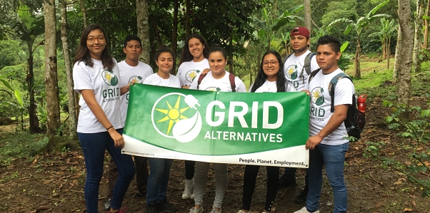 Nicaraguan participants with the GRID banner