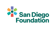 San Diego Foundation text logo in green with a rainbow pinwheel to the left