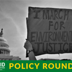 An advocate at the U.S. Capitol holds up a sign that says "I march for environmental justice."