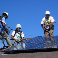 Bishop Paiute Job Trainees installing solar