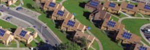 A multifamily affordable housing development, all the homes with solar panels