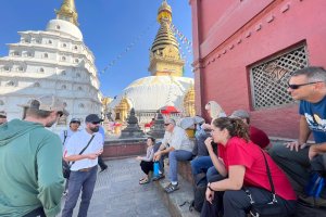 GRID travelers at Nepali religious site in Kathmandu