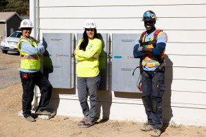 Kerri Lozinto, IBT trainee standing next to Bay Area's North Coast team members, Cora Saxton and Robbin Parrott
