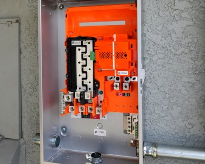 Tesla battery at GRID GLA's first battery storage install