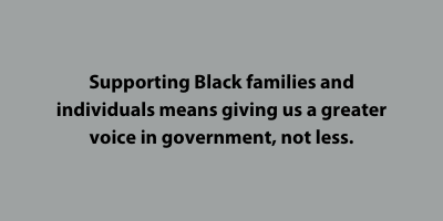 Supporting Black families and individuals means giving us a greater voice in government, not less.