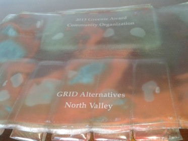 2013 Greenie Award certificate for GRID Alternatives North Valley