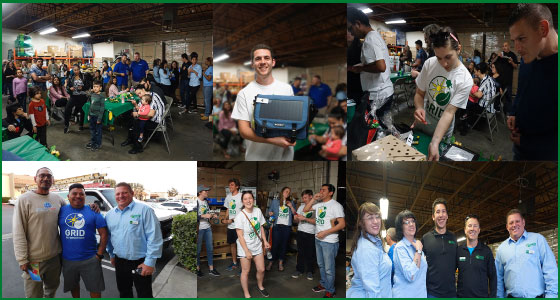 Collage of volunteers at GRID IE appreciation event, showing groups of people indoors and outdoors at various activities