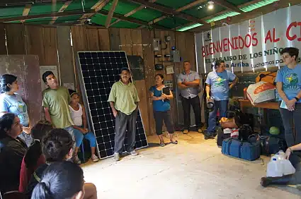 "Despite being a leader, I always try to encourage others to get involved and take responsibility" -Raymundo, pictured above leading a community meeting.
