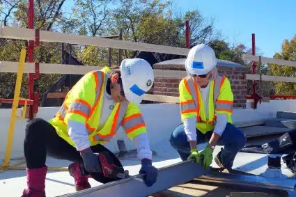 WGL volunteers working on the roof