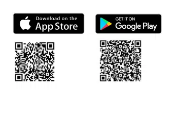 QR codes for downloading the Enphase app from the Apple App Store and Google Play.