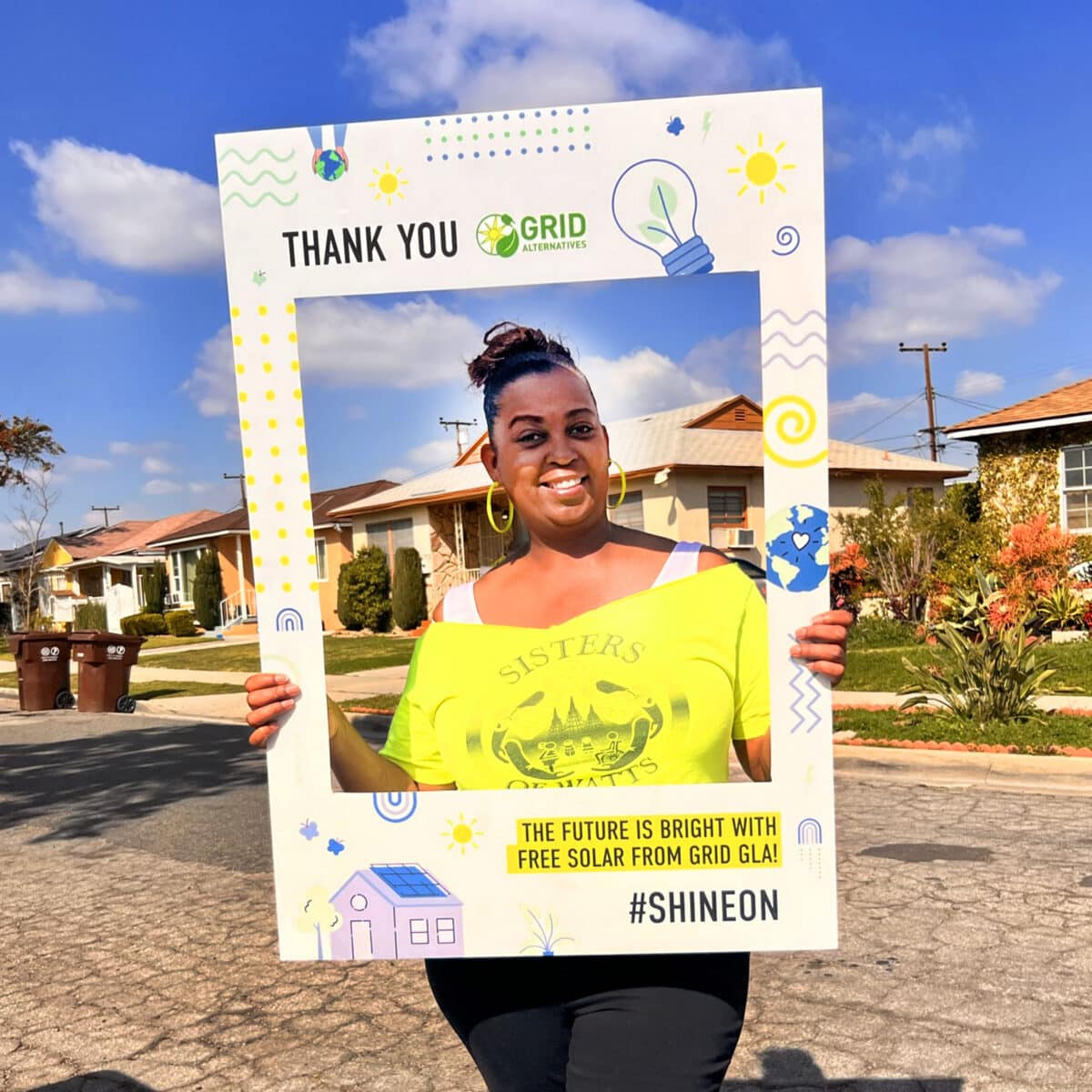 Homeowner Keisha Daniels of Sisters of Watts getting FREE Solar