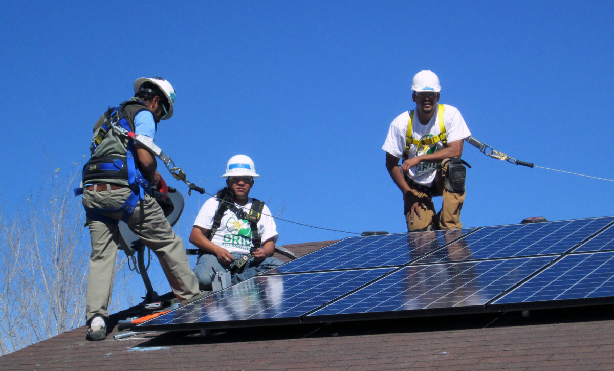 Bishop Paiute Job Trainees installing solar