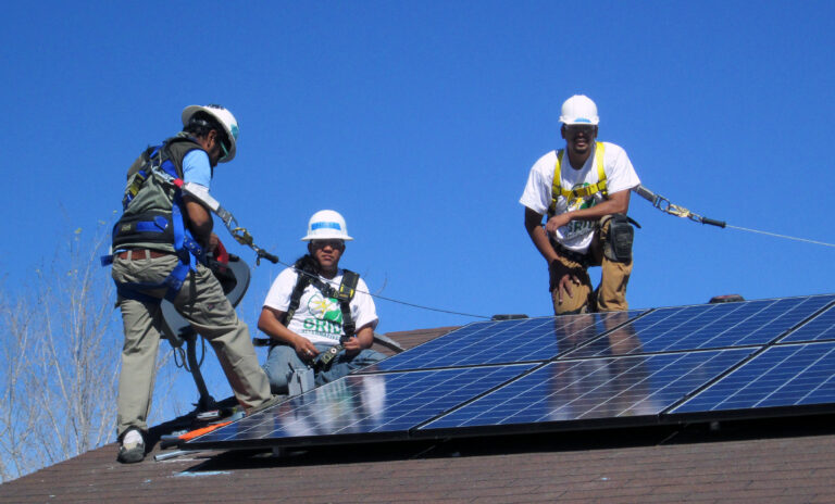 Bishop Paiute Job Trainees installing solar