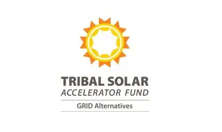 Tribal Solar Accelerator Fund logo with radiating sun icon and GRID Alternatives text