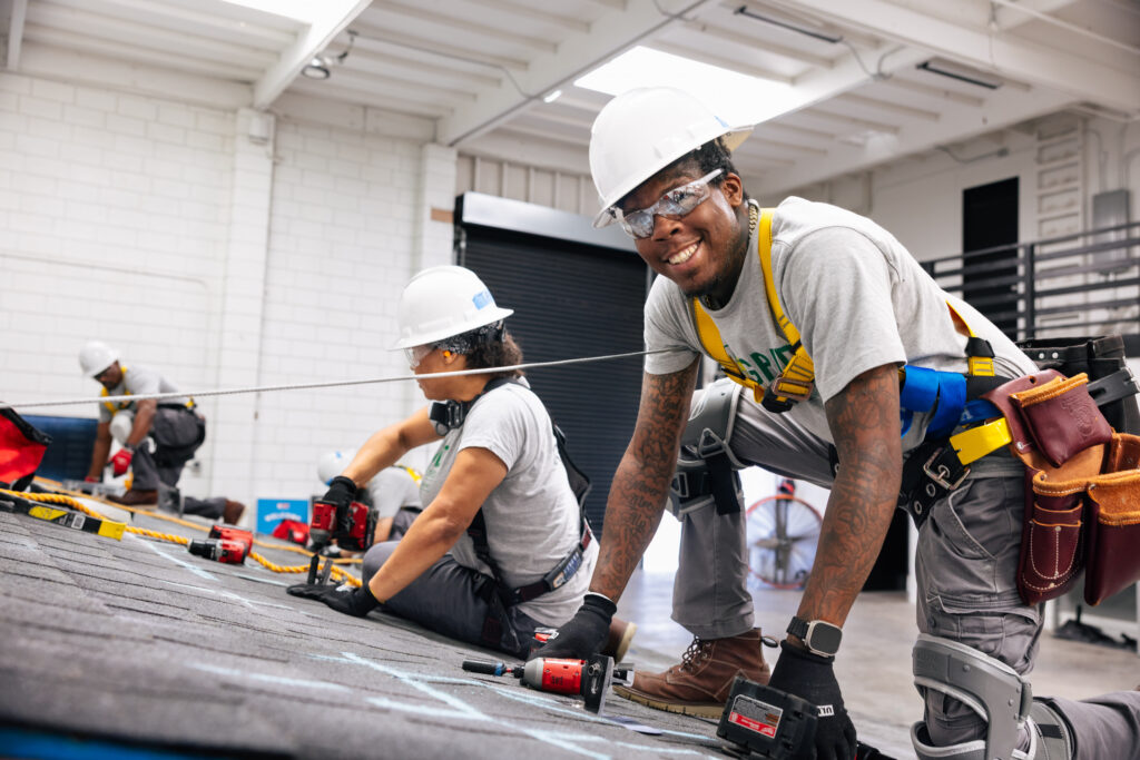 Installer smiling