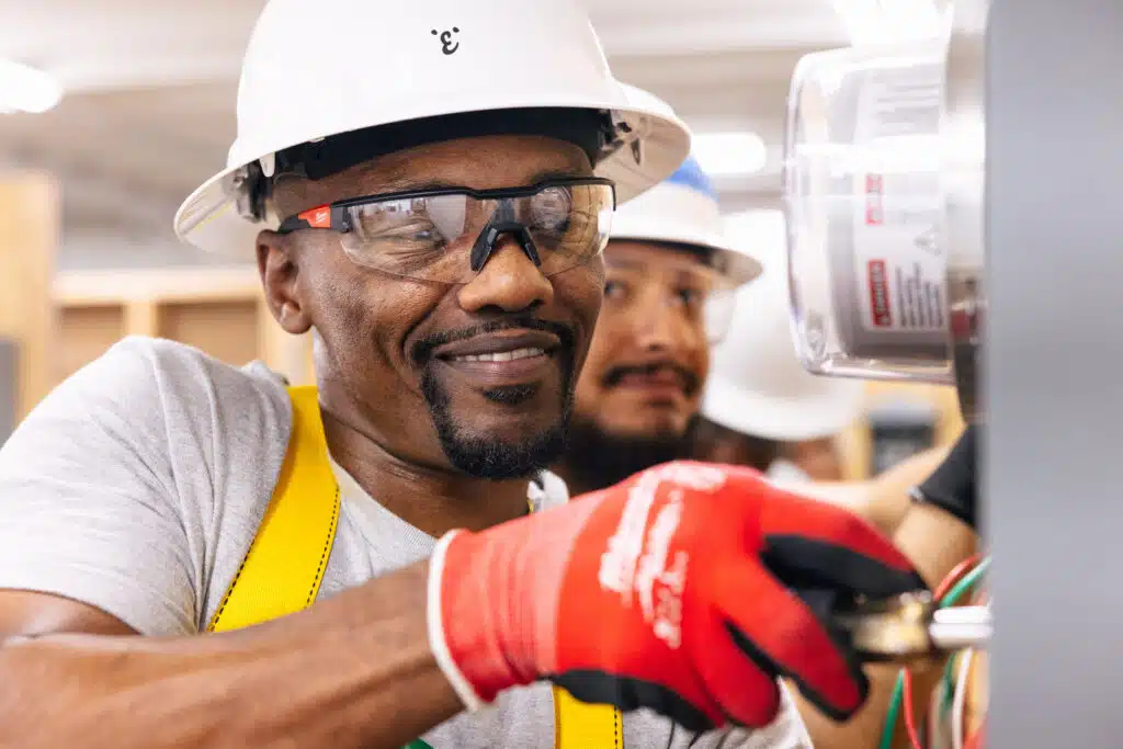Man with safety equipment