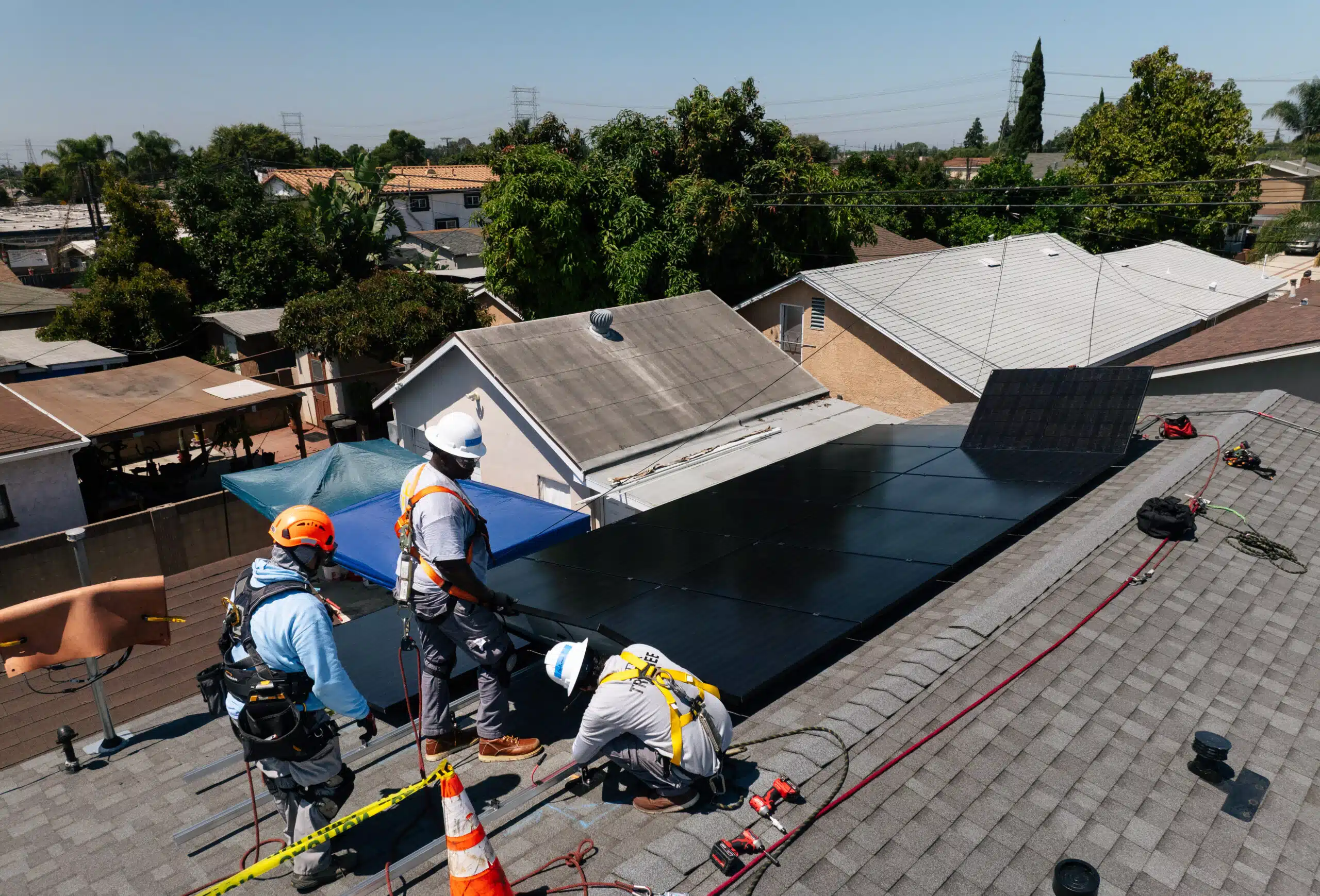 GRID solar installers on roof