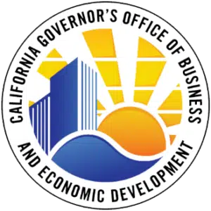 California Governor's Office of Business and Economic Development seal with sun and building logo