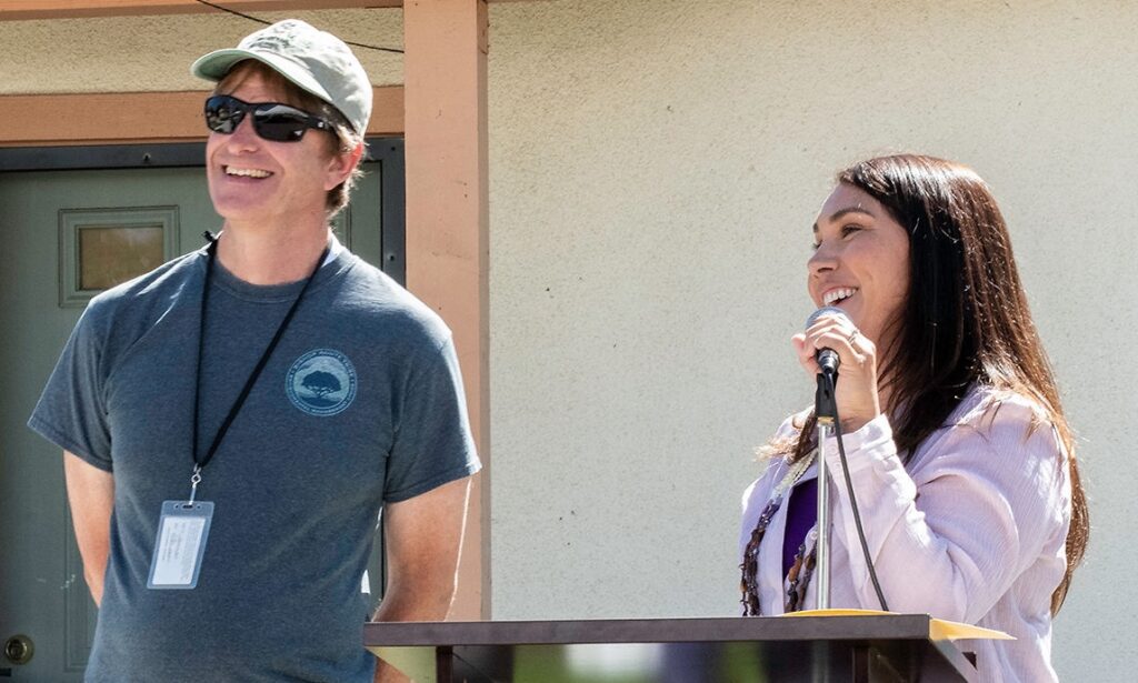 Brian Adkins (Environmental Director of the Bishop Paiute Tribe) and Chairwoman Meryl Picard (Bishop Paiute Tribal Council) at the ribbon-cutting
