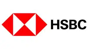 HSBC logo with red and white geometric diamond pattern