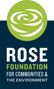 Rose Foundation for Communities & Environment logo with green spiral symbol