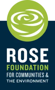 Rose Foundation for Communities & Environment logo with green spiral symbol