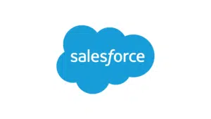 Salesforce logo: blue cloud shape with white text reading "salesforce