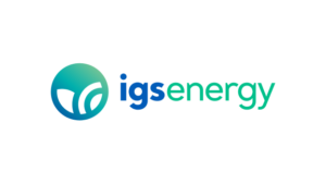IGS Energy logo with circular teal and blue icon and company name in blue and green text