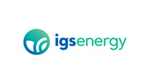 IGS Energy logo with circular teal and blue icon and company name in blue and green text