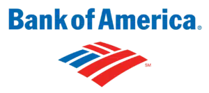 Bank of America logo with blue and red diagonal stripes