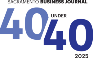 Sacramento Business Journal 40 Under 40 award logo for 2025