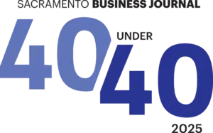 Sacramento Business Journal 40 Under 40 award logo for 2025